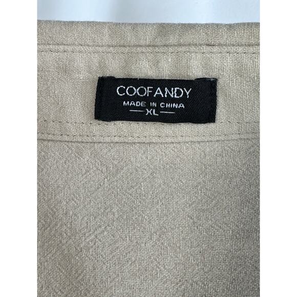 Coof Andy Cuban Guayabera Shirt Mens XL Button Up Embroidered Tan Long Sleeve - Picture 14 of 15